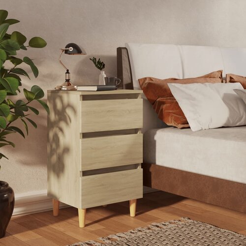 vidaXL noćni ormarić s drvenim nogama boja hrasta sonome 40x35x69 cm Cijene