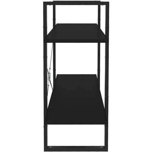 VidaXL Knjižna omara 2-nadstropna črna 100x30x70 cm iverna plo&amp;scaron;ča Slike