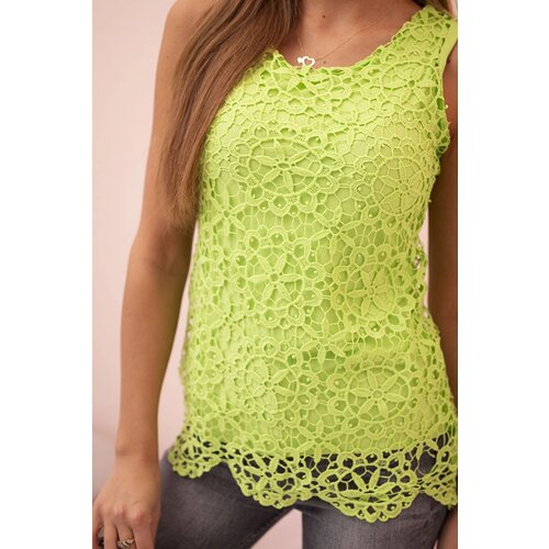 Kesi Women&amp;#039;s blouse with sleeveless lace green Slike