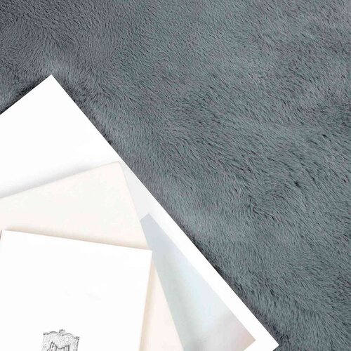  Faux Rabbit Fur Rug Olite Antracit 60 x 110 cm Poliester Slike