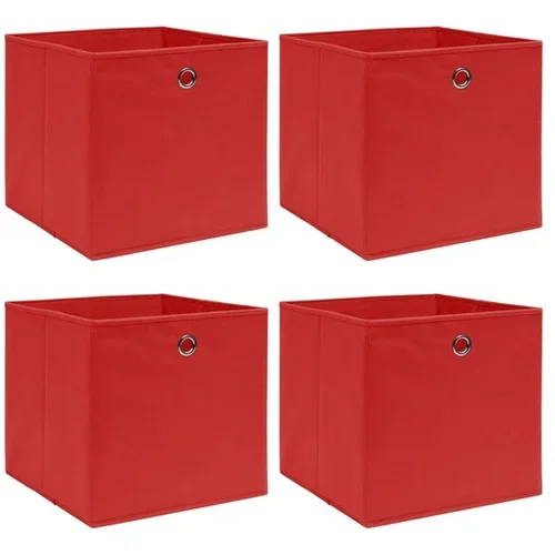  Škatle za shranjevanje 4 kosi rdeče 32x32x32 cm blago