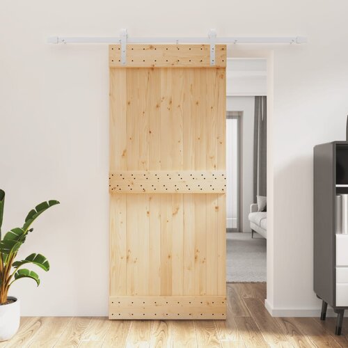 vidaXL Drsna vrata s kompletom vodil 90x210 cm trdna borovina Cene