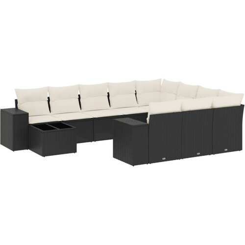  11-dijelni set vrtnih sofa od poliratana s jastucima crni Crna 83 x 62 x 69 cm Slike