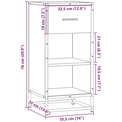  Komoda boja hrasta sonome 35,5x35x76 cm konstruirano drvo metal Slike