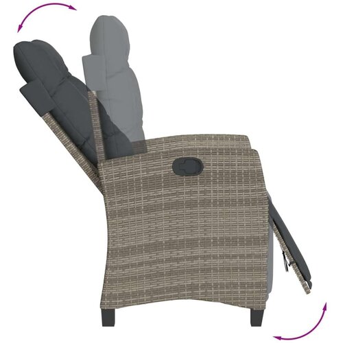  3-dijelni bistro set od poliratana s jastucima sivi - Siva 1 Slike