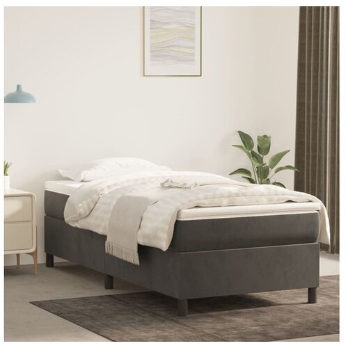  Box spring postelja z vzmetnico temno siva 100x200 cm žamet Cene