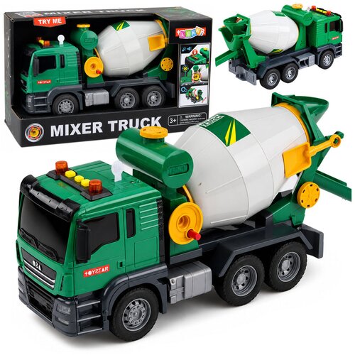 Concrete Mixer Truck With Rotating Drum Lights Sounds Green Cene