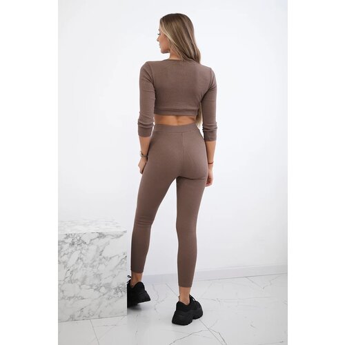 Kesi Ribbed crop top set mocha Cijene