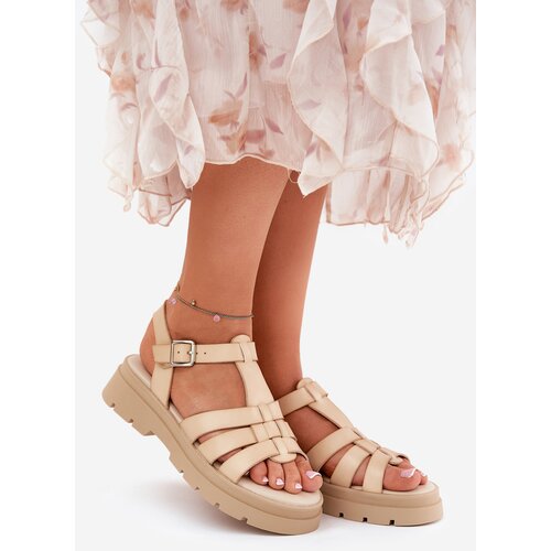 Boto Eco Leather Women's Sandals On Platform Beige Nendales Cene