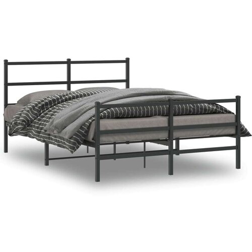 VidaXL Metalni okvir kreveta s uzglavljem i podnožjem crni 135x190 cm Slike