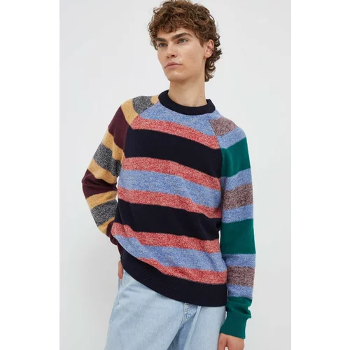 PS Paul Smith Vuneni pulover za muškarce, boja: tamno plava, lagani