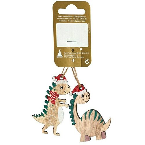  ukrasi za božićno drvce dinosauri (vi&amp;scaron;ebojna, drvo, 2 kom., visina: 10 cm) Slike