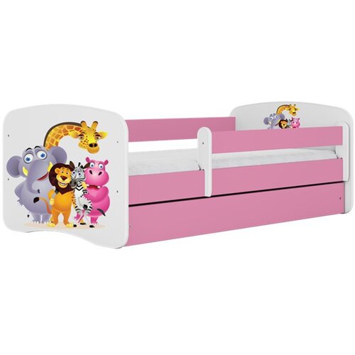 HAPPYKIDS Dječji krevet Dreamy ZOO 140x70 sa madracem s ladicom Rozičasta Cene