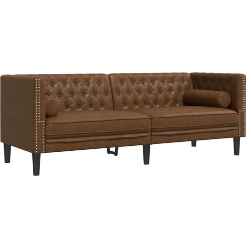 vidaXL Chesterfield kauč s jastučićima trosjed smeđa Cijene