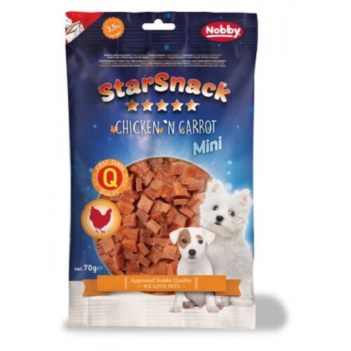Nobby starsnack mini prigrizki iz piščanca in korenja – 70 g Cene