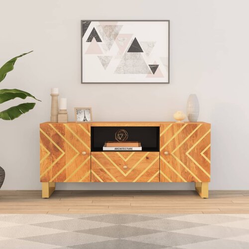 vidaXL TV omarica rjava in črna 105x33,5x46 cm trden mangov les Cene