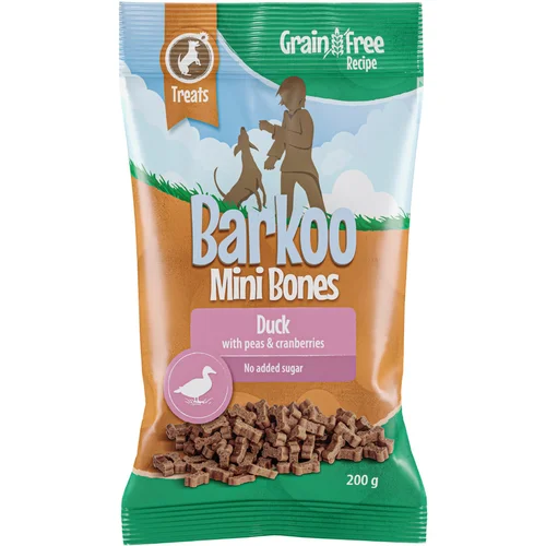 Barkoo Ekonomično pakiranje Mini Bones (semi-moist) 4 x / 8 x 200g - BEZ ŽITARICA - Pačetina s graškom i brusnicama 8 x 200 g