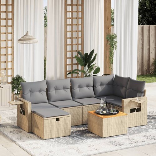 vidaXL 7-dijelni set vrtnih sofa s jastucima bež od poliratana Cijene