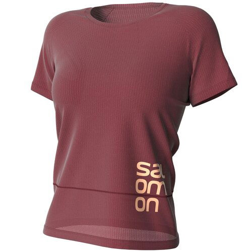 Salomon cross run graphic tee w, ženska majica za trčanje, crvena LC1790900 Slike