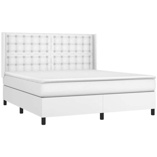  Box spring s madracem LED bijeli 180x200 cm umjetna koža Slike