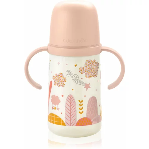 Suavinex Dreams Second steklenička za otroke z ročaji Pink 6 m+ 270 ml
