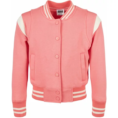 Urban Classics Kids Girls' inset College Sweat Jacket palepink/whitesand