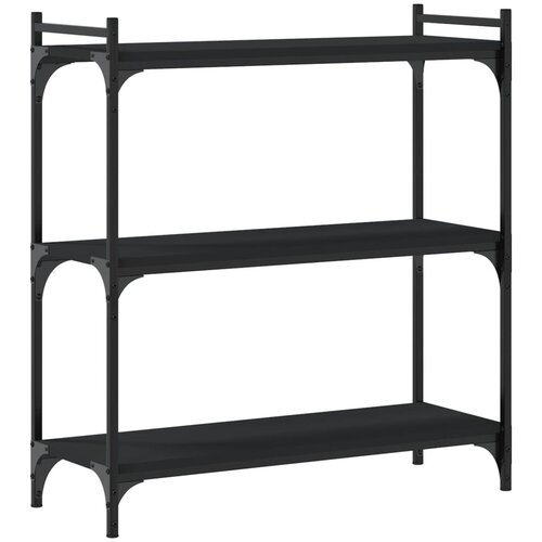 Maison Chic Knjižna omara - Knjižni regal 3-nadstropna črna 80x30x86 cm inženirski les, (21725213) Slike