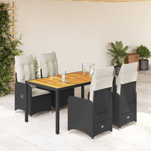 vidaXL 5-dijelni vrtni bistro set od poliratana s jastucima crni Cijene
