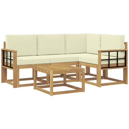 vidaXL Zunanja garnitura za sedenje z blazino 5 pcs Bela in krem, (5000280538) Cene