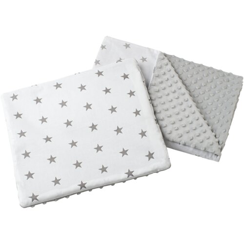 Medi Partners Quilt 55x75 + pillow 35x30 cotton + minky – Gray stars on white + gray minky Cene
