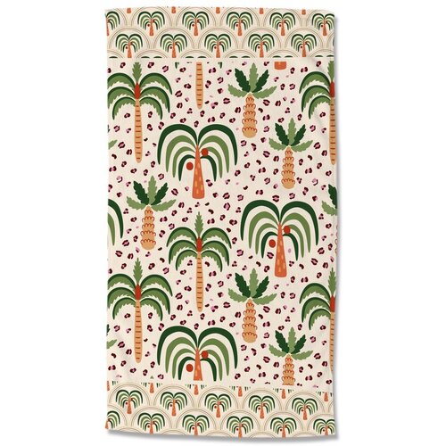 Good Morning Zeleni/bež ručnik za plažu od samta 100x180 cm Cezan &amp;ndash; Slike