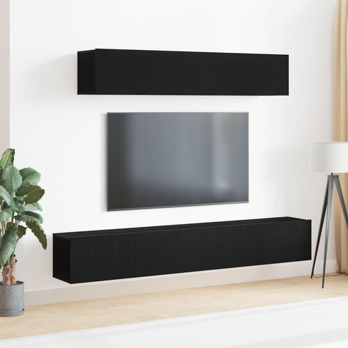 vidaXL Set TV kabineta Set od 4 Crna Konstruirano drvo Srednja Cijene