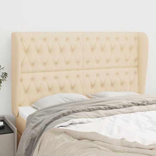  Uzglavlje s u&scaron;ima krem 163x23x118/128 cm od tkanine Cijene
