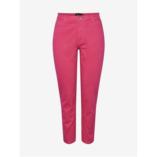 Pieces Dark Pink Women&amp;#039;s Shortened Mom Fit Jeans Kesia - Women Slike
