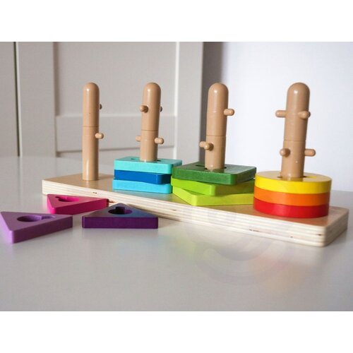 Tooky Toy sorter oblika sa &amp;scaron;arenim montessori kockama Slike
