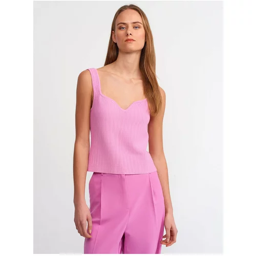 Dilvin 10384 Square Neck Decollete Knitwear Undershirt-Pink