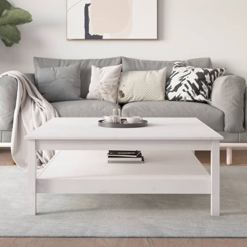 The Living Store Klubska mizica bela 100x100x40 trdna borovina - Klubska Mizica, (21573254) Cene
