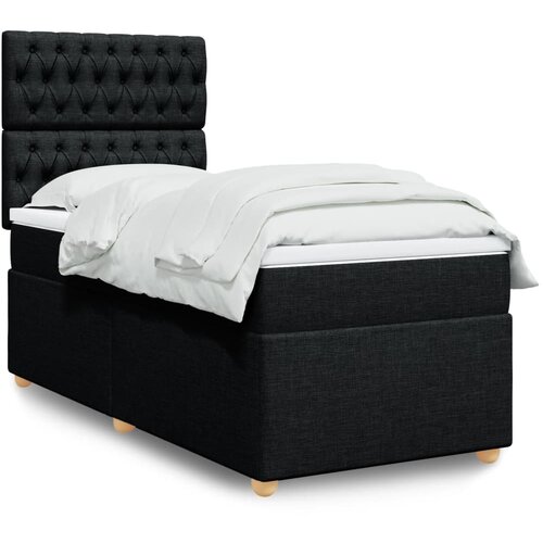 vidaXL Box spring postelja z vzmetnico črna 90x200 cm blago Cene