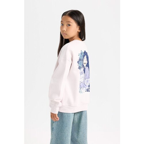 Defacto Girl Oversize Wide Pattern Crew Neck Back Printed Soft Furry Sweatshirt Slike