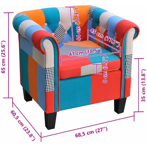  Fotelja s Patchwork Dizajnom Tkanina Slike