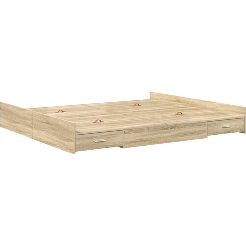  Krevet s ladicama Sonoma hrast 200 x 200 cm Konstruirano drvo Slike