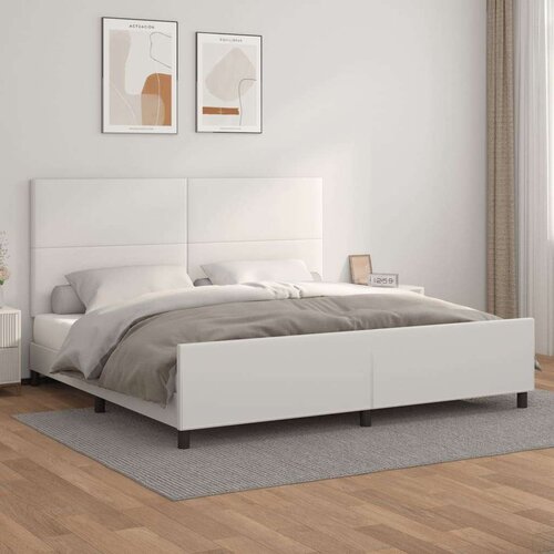  Posteljni okvir z vzglavjem bel 200x200 cm umetno usnje, (20794818) Slike