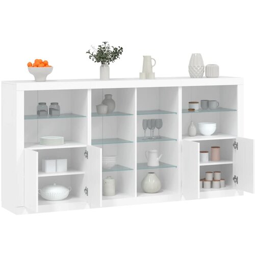 VidaXL Komoda z LED lučkami bela 202x37x100 cm Slike