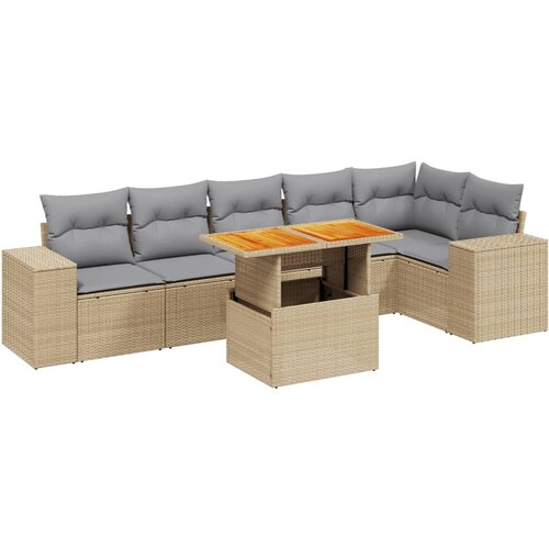 Maison Chic Seti vrtnega pohištva - Vrtna garnitura - Vrtni pohištvo set 7-delna z blazinami bež poli ratan, (21804115) Cene