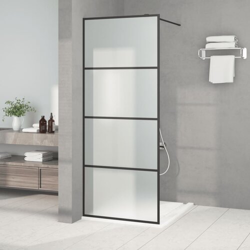 Pregrada za tu&scaron; crna 80 x 195 cm s mutnim staklom ESG Cijene