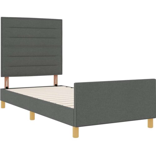 VidaXL Posteljni okvir Temno siva Inženirski les 90 x 190 cm Vzdržljiv Slike