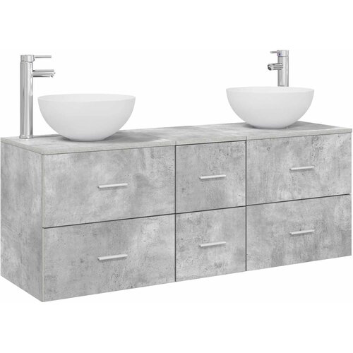  Set ormarića za kupaonicu 3 kom. Betonska siva 129 x 35 x 80 cm Slike