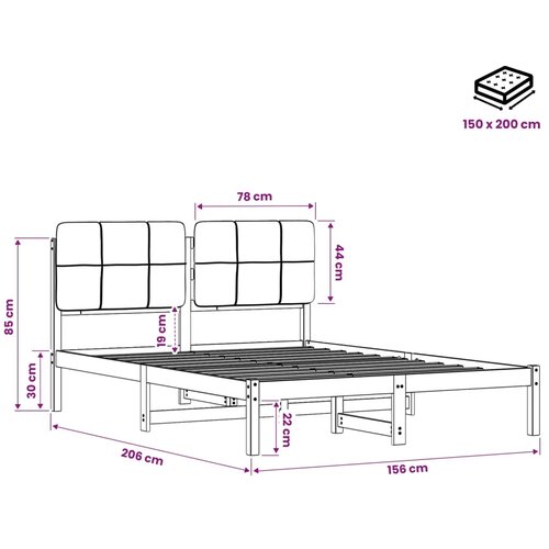  Krevetni okvir s tapiciranim uzglavljem Bijelo isprana i taupe - Bijelo isprana i taupe 150 x 200 cm Slike