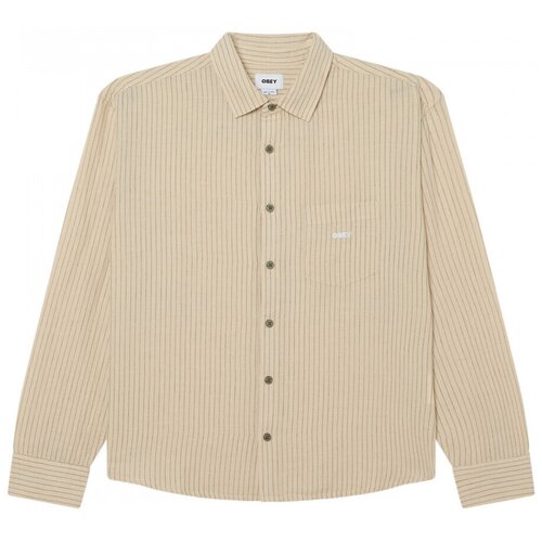 Obey Srajce z dolgimi rokavi Nelson woven Siva Cene