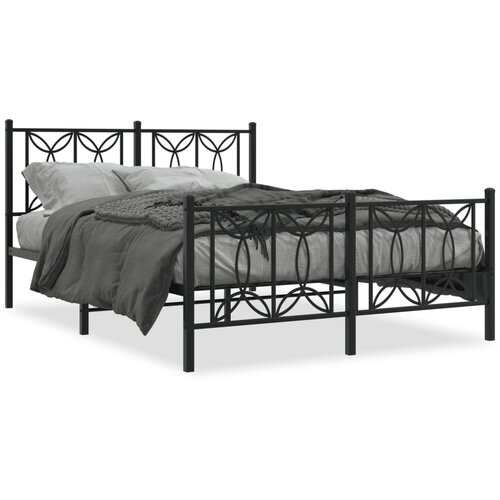 vidaXL Metalni okvir kreveta uzglavlje i podnožje crni 135x190 cm Cijene